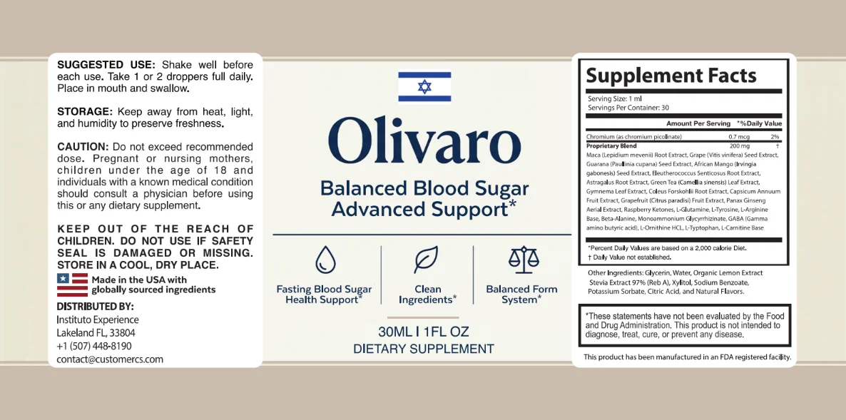 Olivaro Supplement Facts label